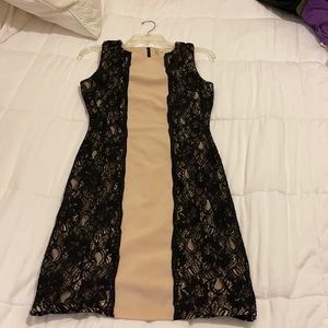 Size 4 dress with blush beige middle and blk lace